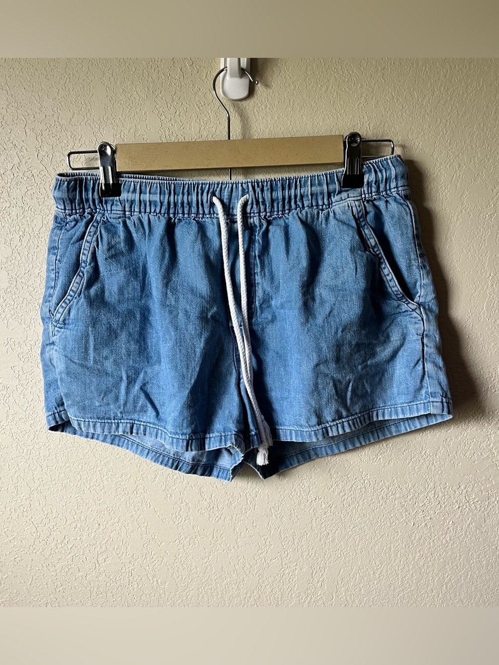 Aerie Chambray Denim Drawstring Shorts